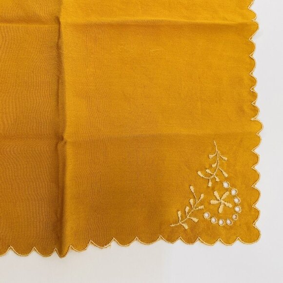 Vintage Silk Embroidered Handkerchief Orange Flower Motif Scalopped Edge Germany - Picture 13 of 16